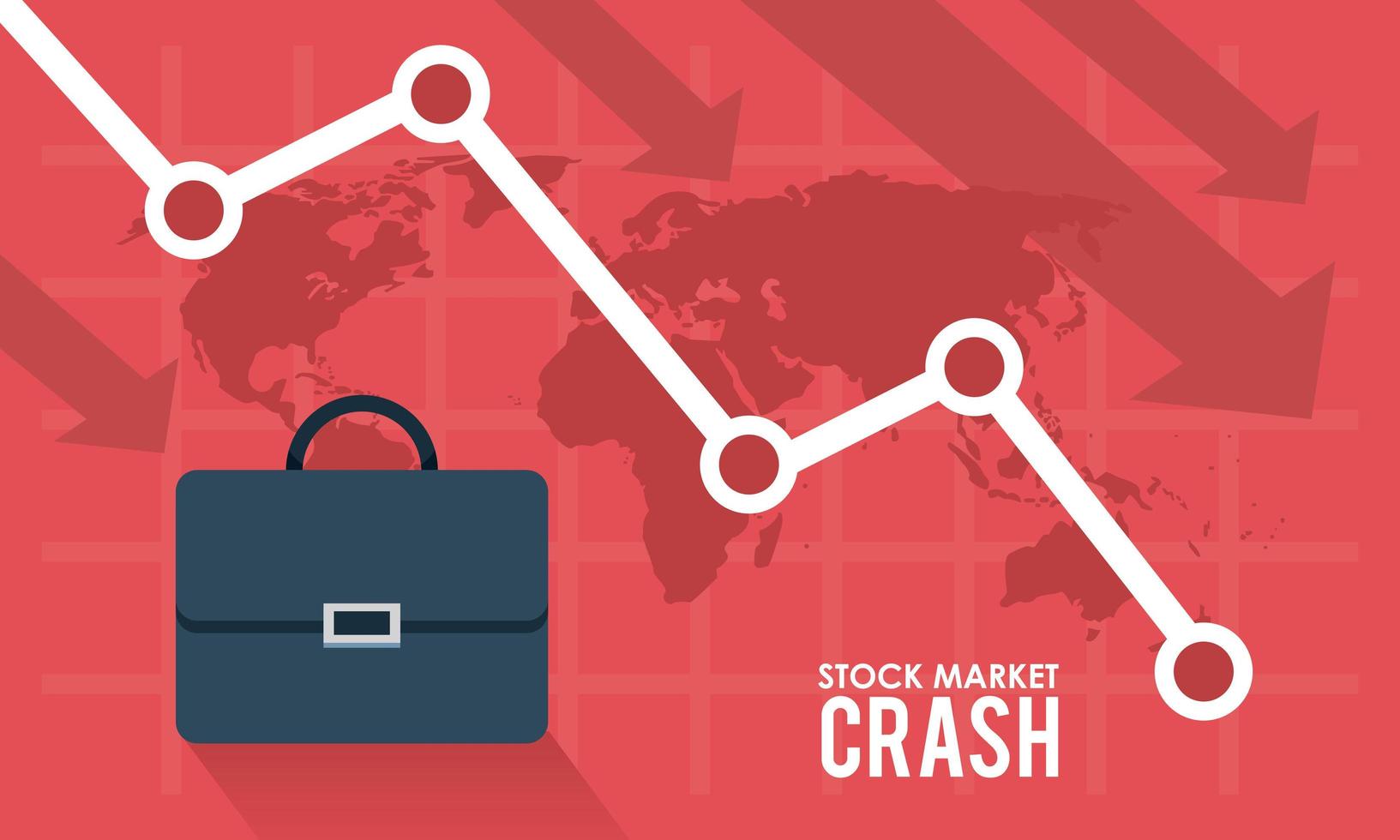 stock market crash with portfolio and infographic vector