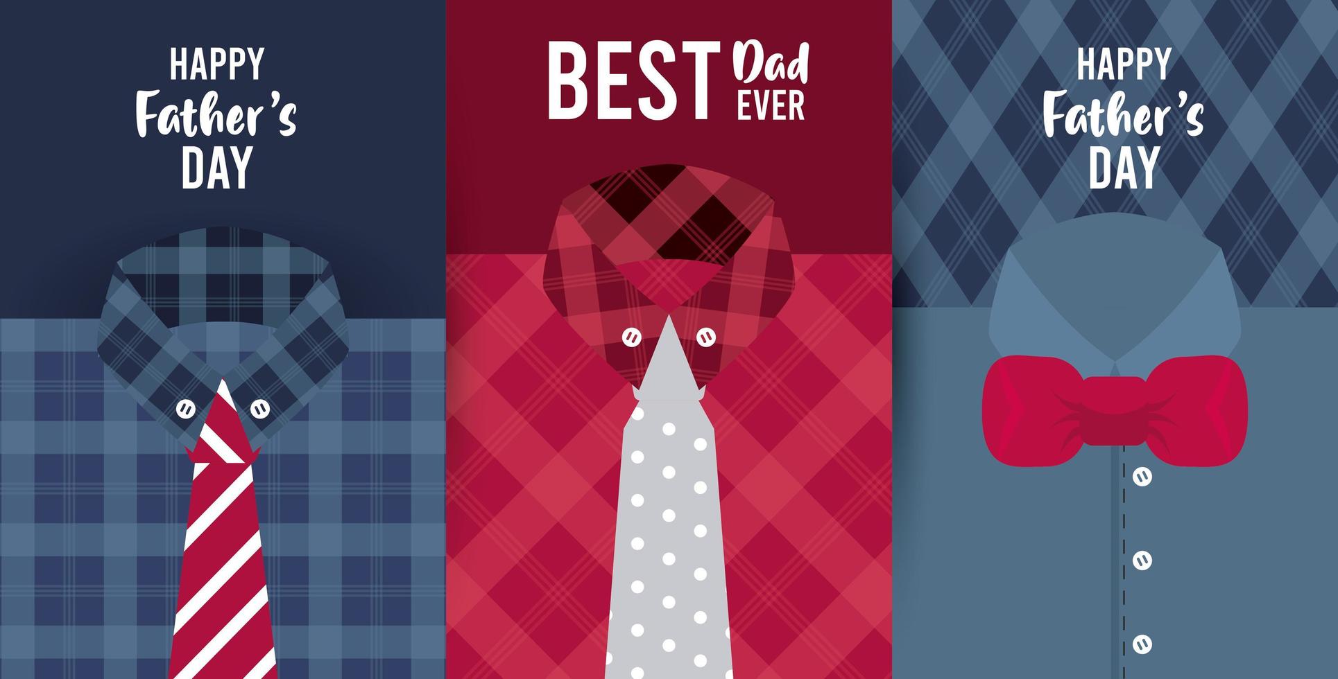 happy fathers day card with male shirts and neckties vector