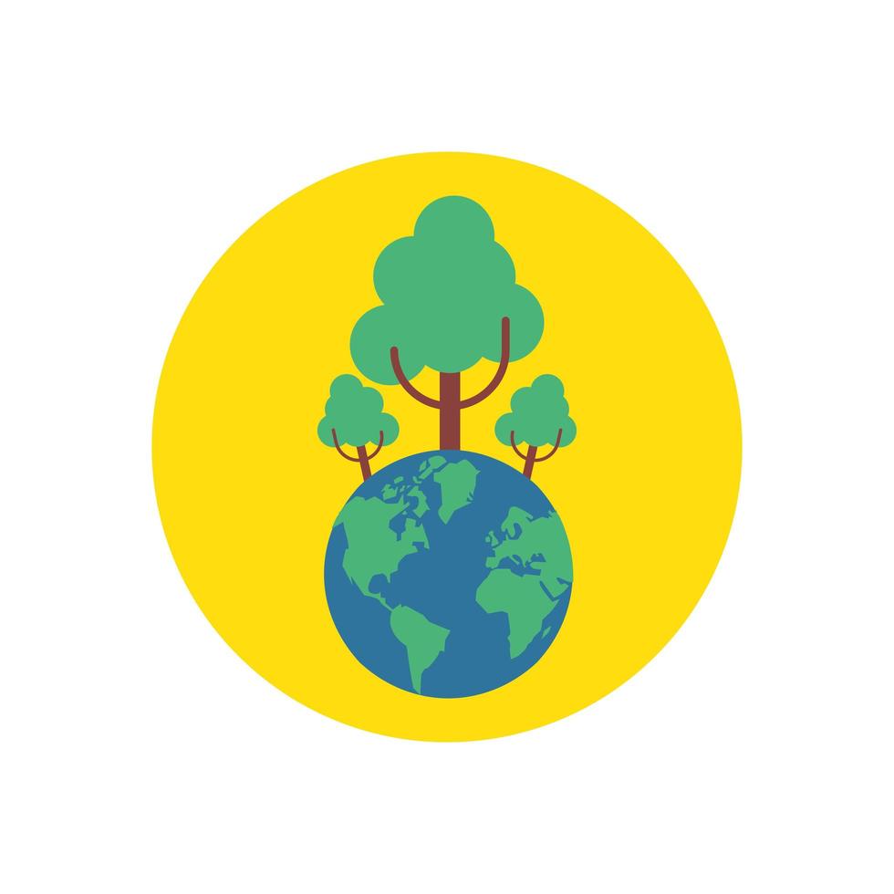 world planet earth with trees forest vector