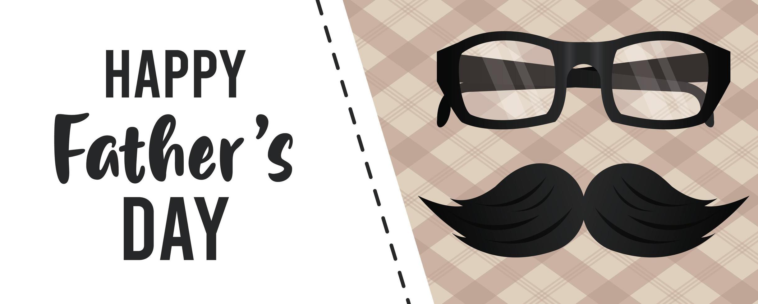 happy fathers day card with glasses and mustache vector