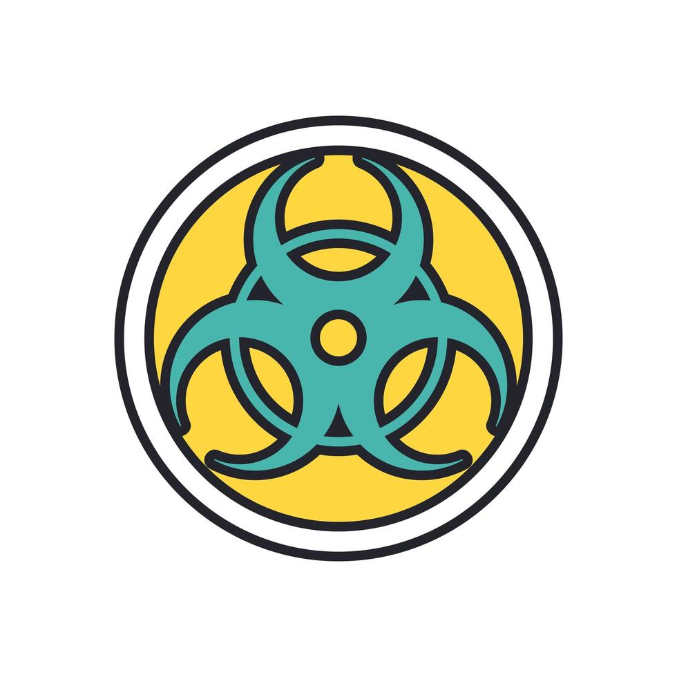 nuclear symbol caution line and fill style icon vector