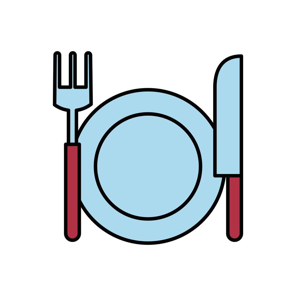 dish with fork and knife vector