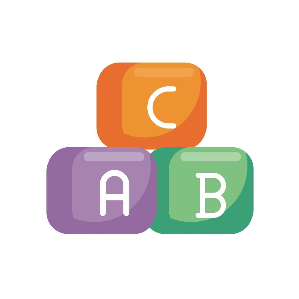 alphabet blocks child toy flat style icon vector