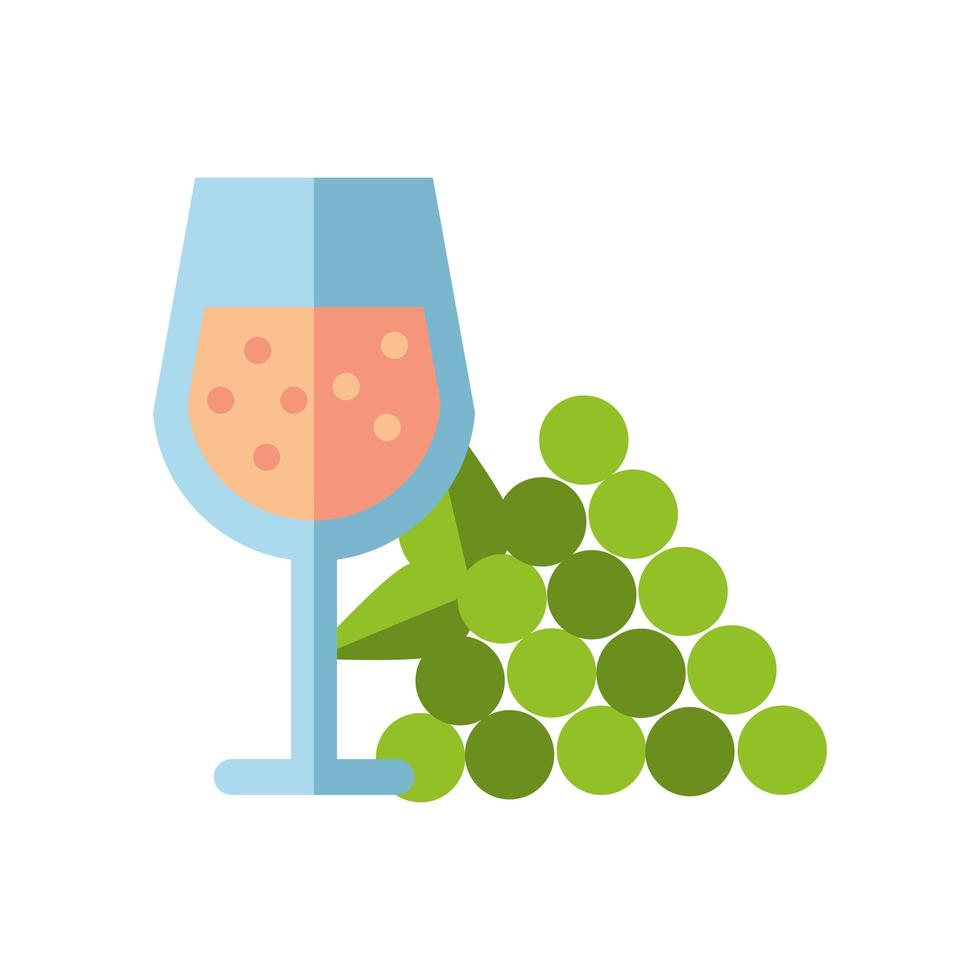 wine cup drink with grapes fruits vector