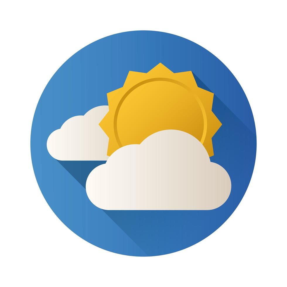 sol con nubes icono de estilo de bloque vector