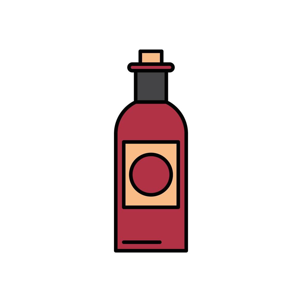 botella de vino, bebida, aislado, icono vector