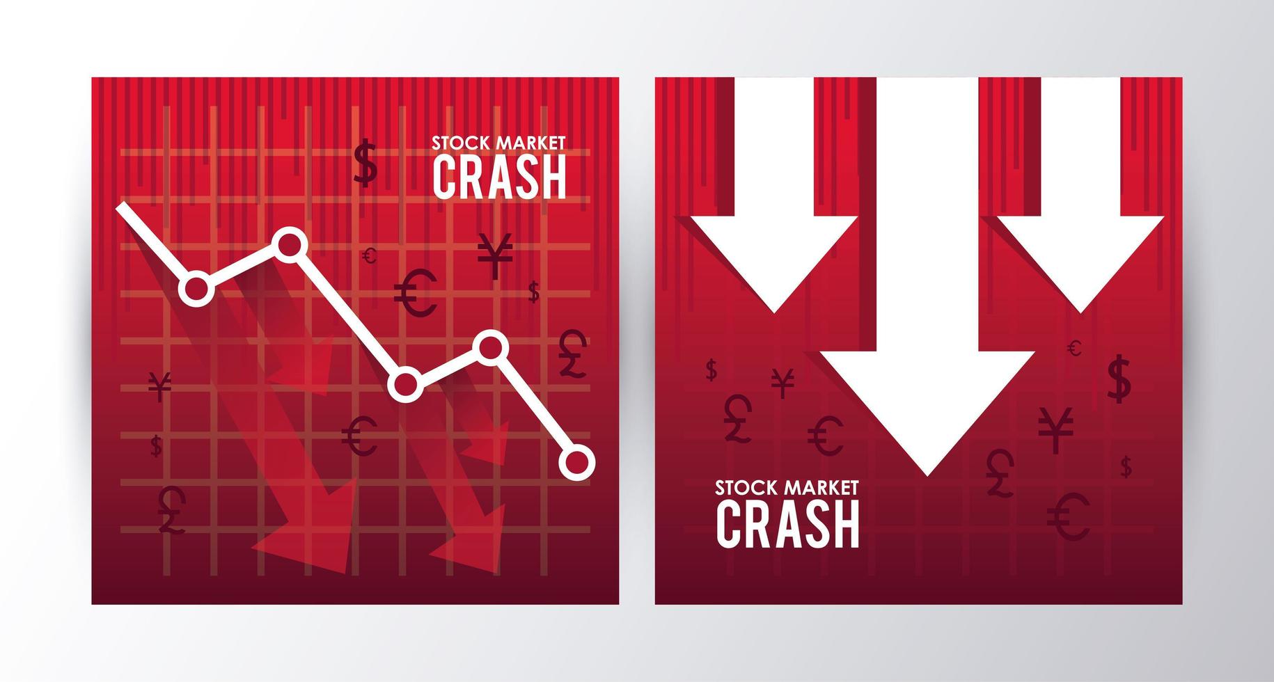 stock market crash with arrows down vector