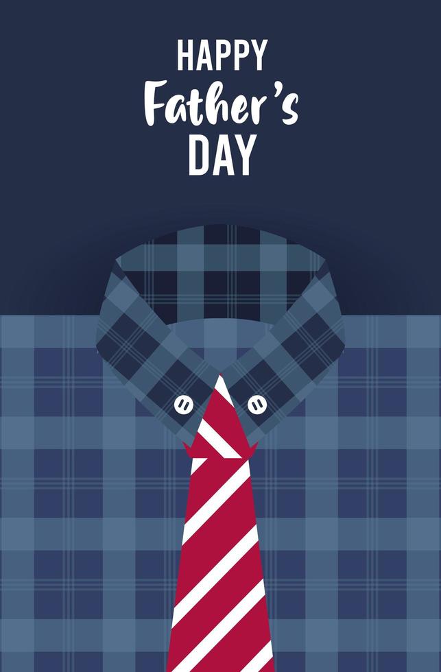 happy fathers day card with male shirt and necktie vector