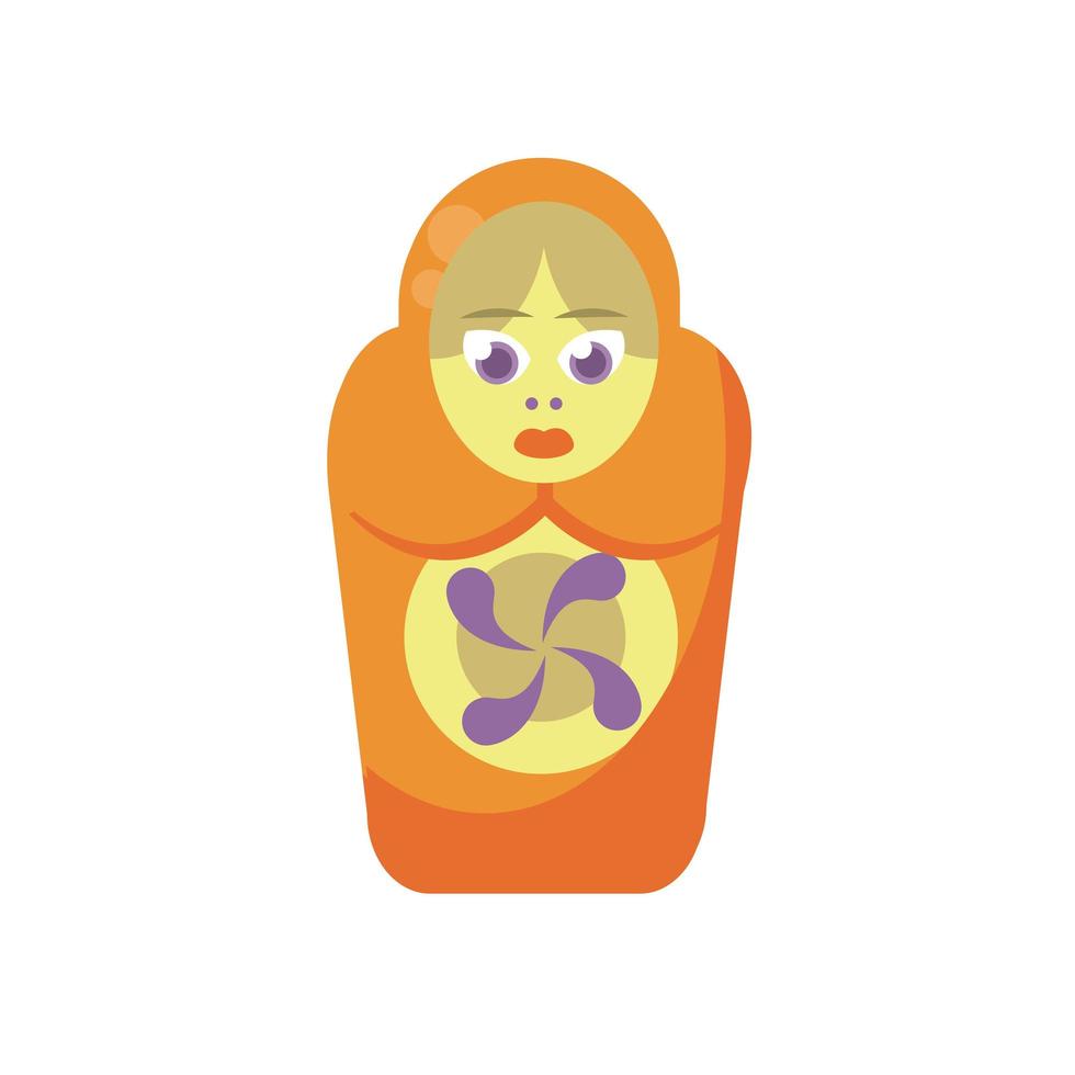 little rusian doll wooden flat style vector