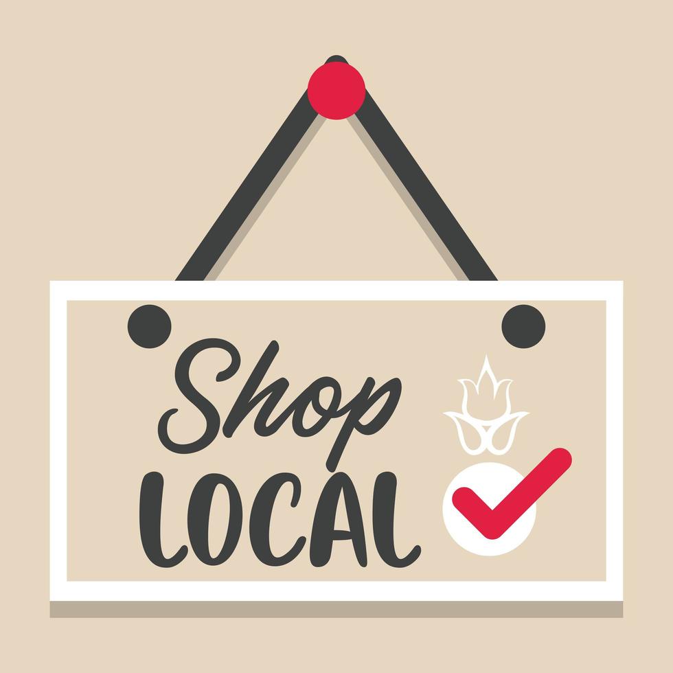 shop local poster with label hanging vector