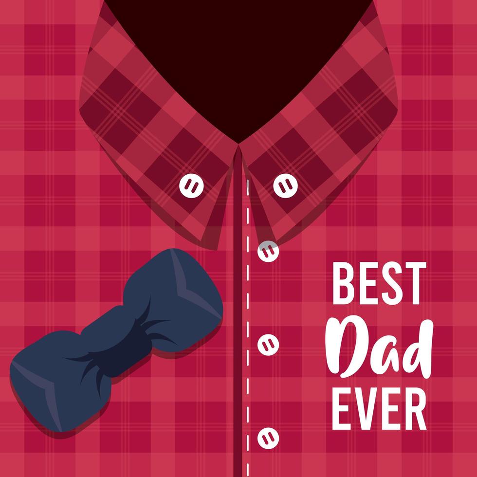 happy fathers day card with male shirt and bowtie vector