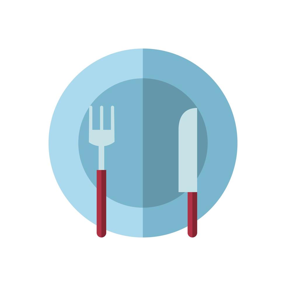 plato con tenedor y cuchillo vector