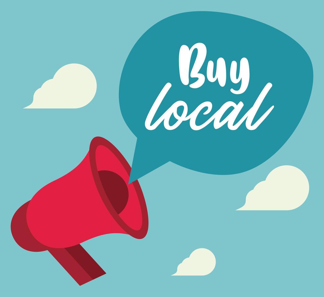 buy local poster with megaphone and speech bubble vector