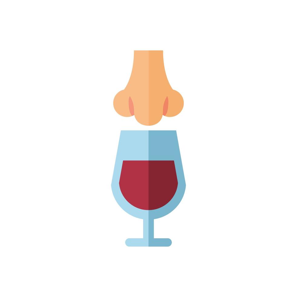 wine cup drink with nose smelling vector