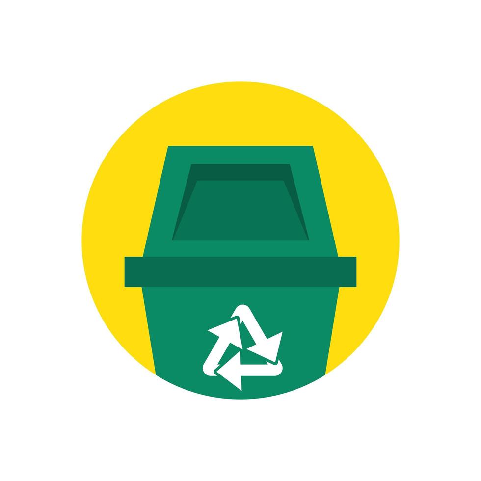 arrows recycle symbol in waste bin vector