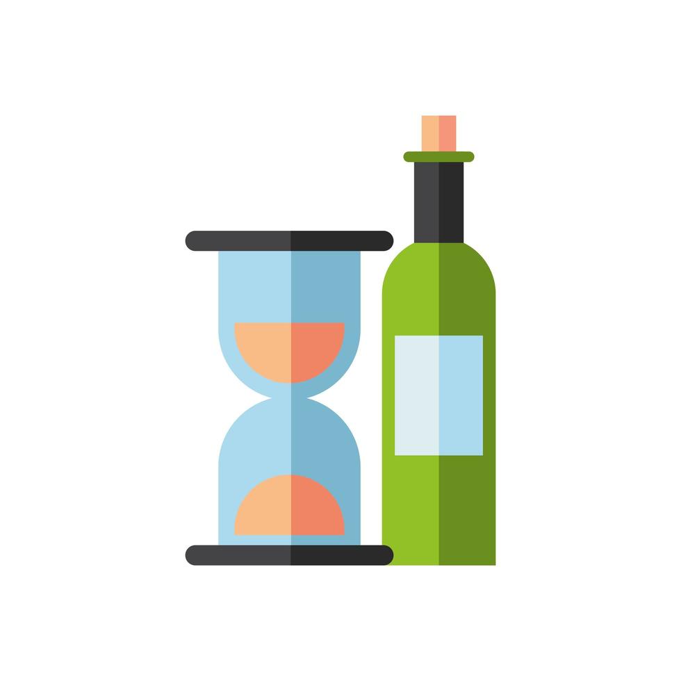 wine bottle drink with hourglass vector