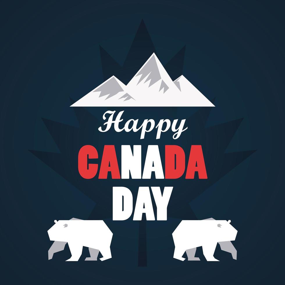 first july canada day celebration poster with mountains vector