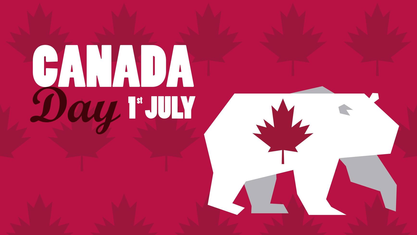 first july canada day celebration poster with bear vector