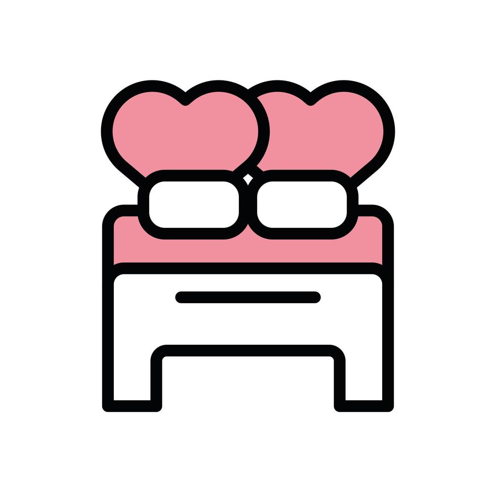 happy valentines day bed with hearts vector