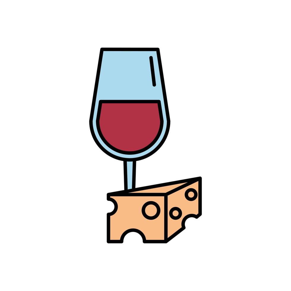 wine cup drink with cheese vector