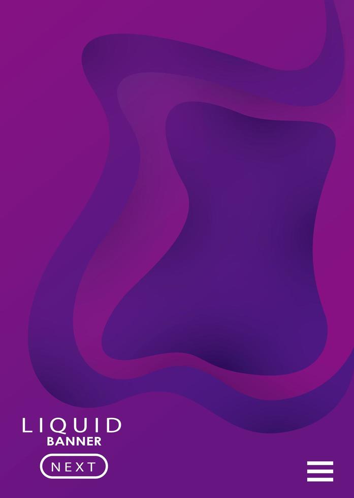 Letras en banner líquido color fondo morado vector