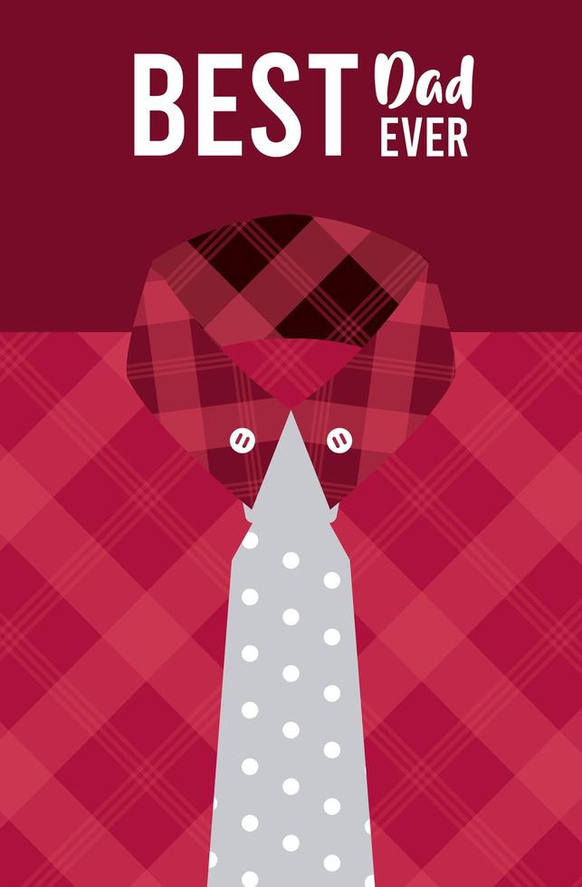 happy fathers day card with male shirt and necktie vector