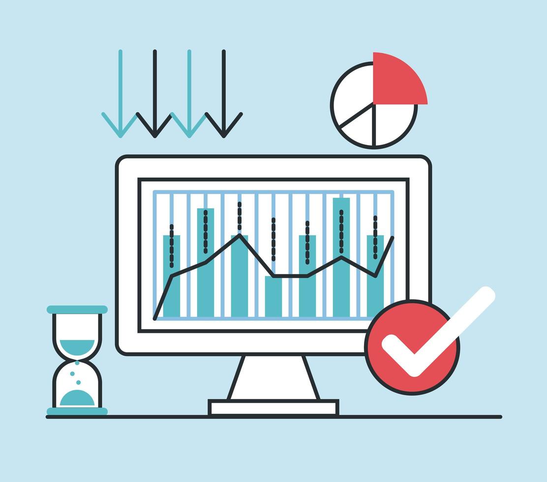 economic recession infographic with desktop vector