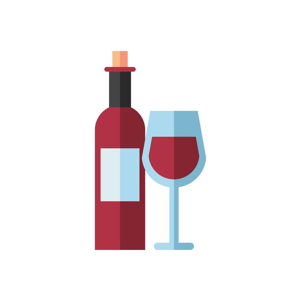 wine bottle drink with cup vector