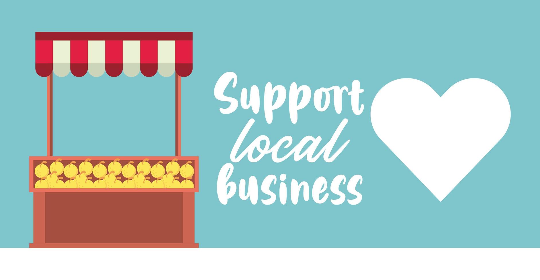 support local business poster with oranges kiosk vector