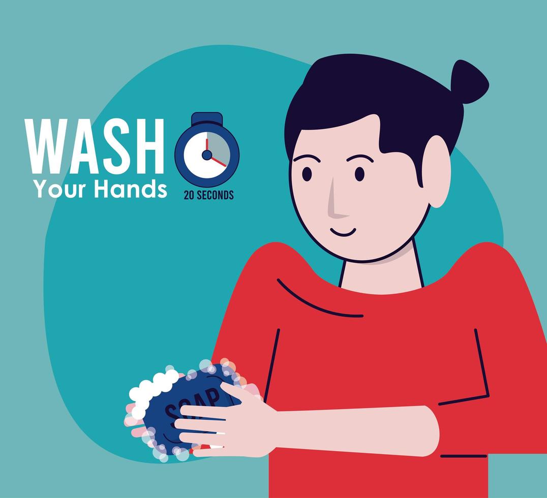 wash your hands campaign poster with woman vector