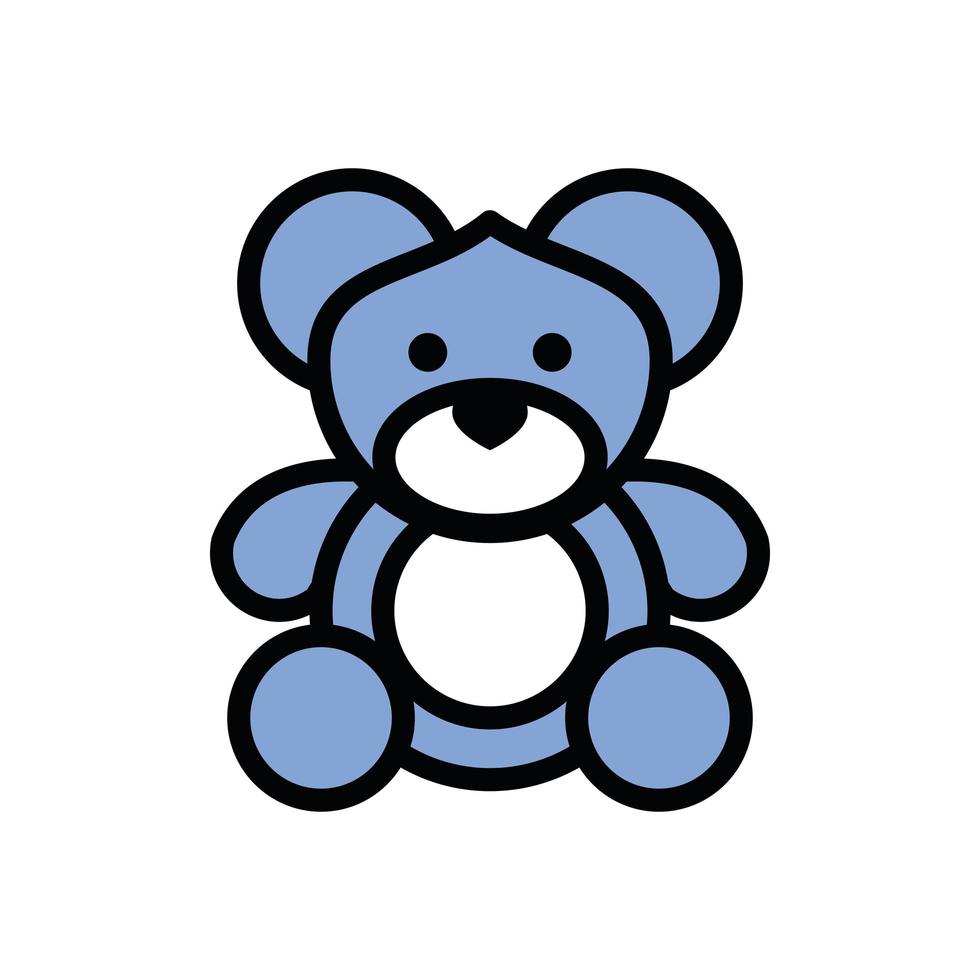 cute bear teddy stuffed character vector