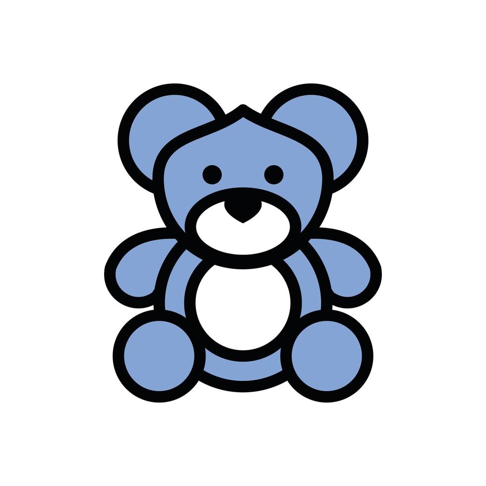 cute bear teddy stuffed character vector