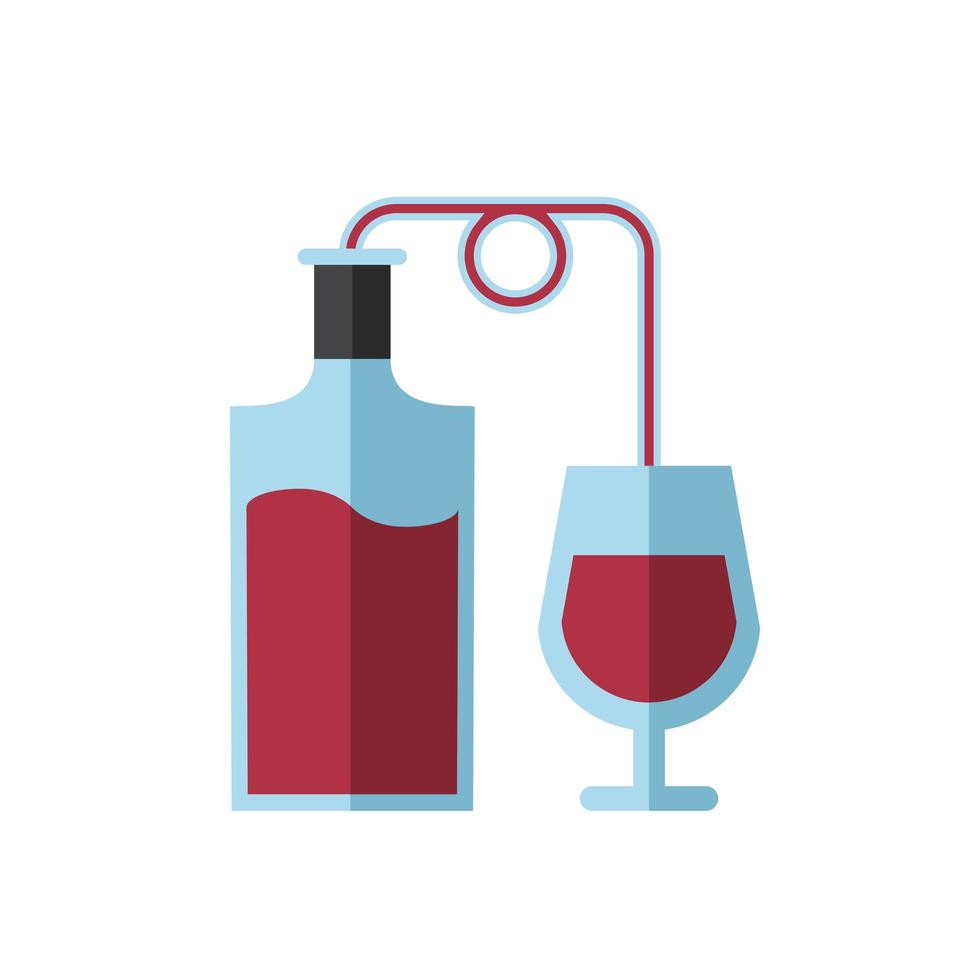 wine bottle drink with cup vector