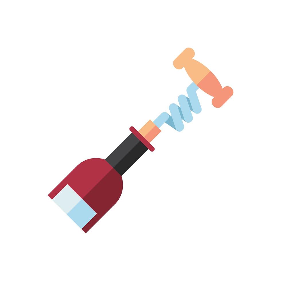 wine bottle drink with corkscrew vector