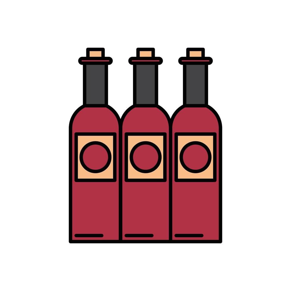 Botellas de vino beben icono aislado vector