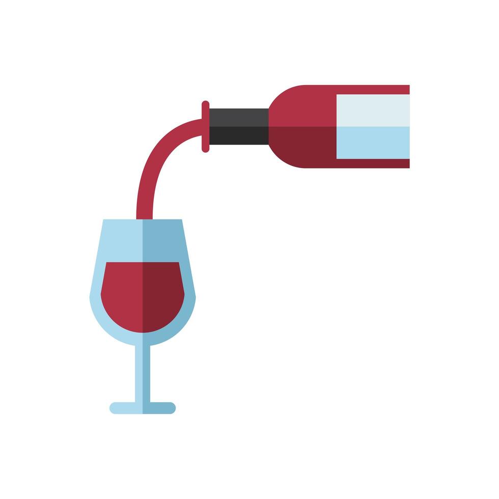 wine bottle drink with cup vector