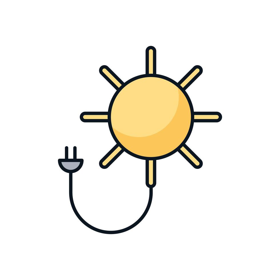 sun with energy connector wire vector