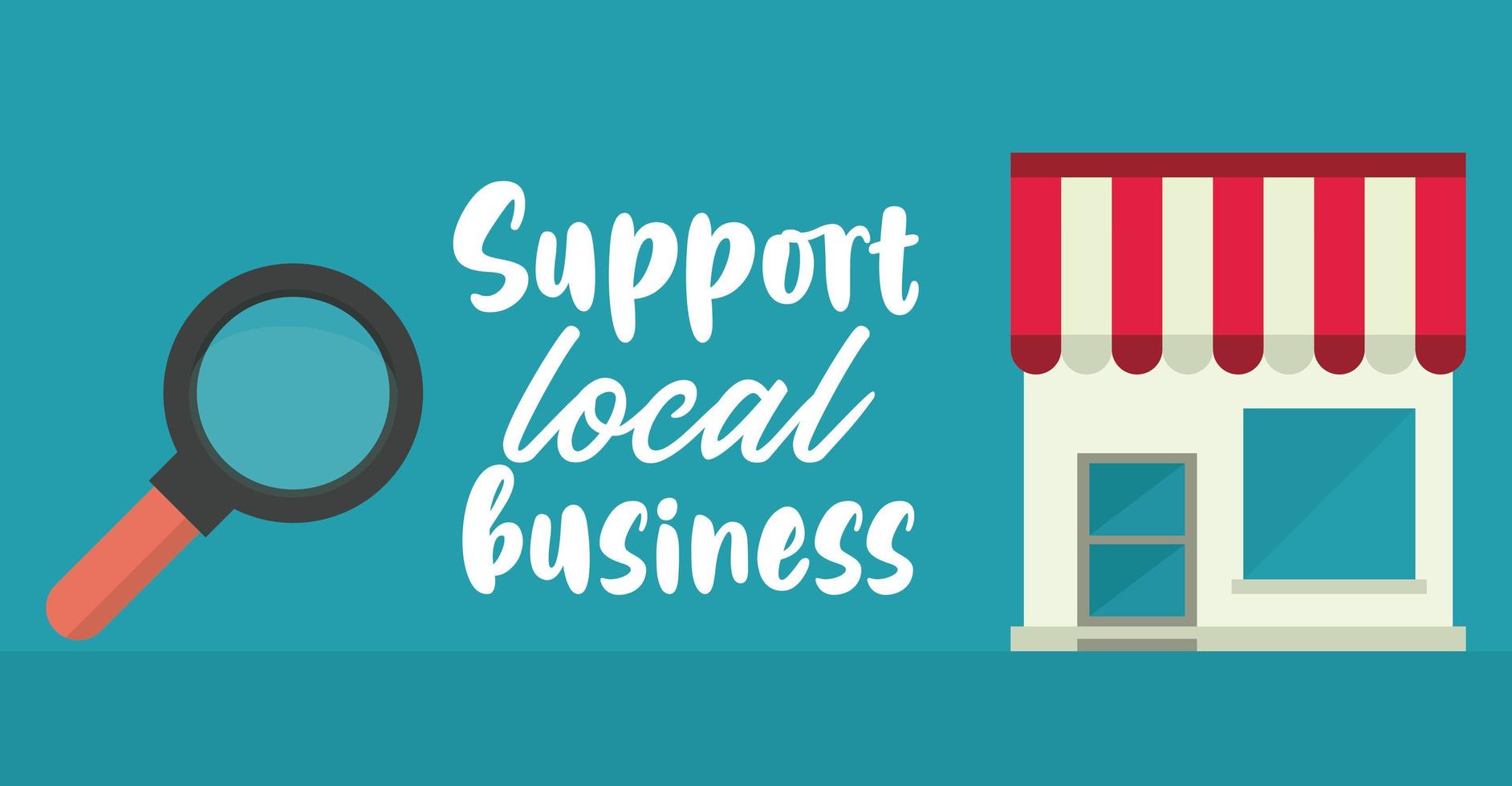 support local business poster with store building vector