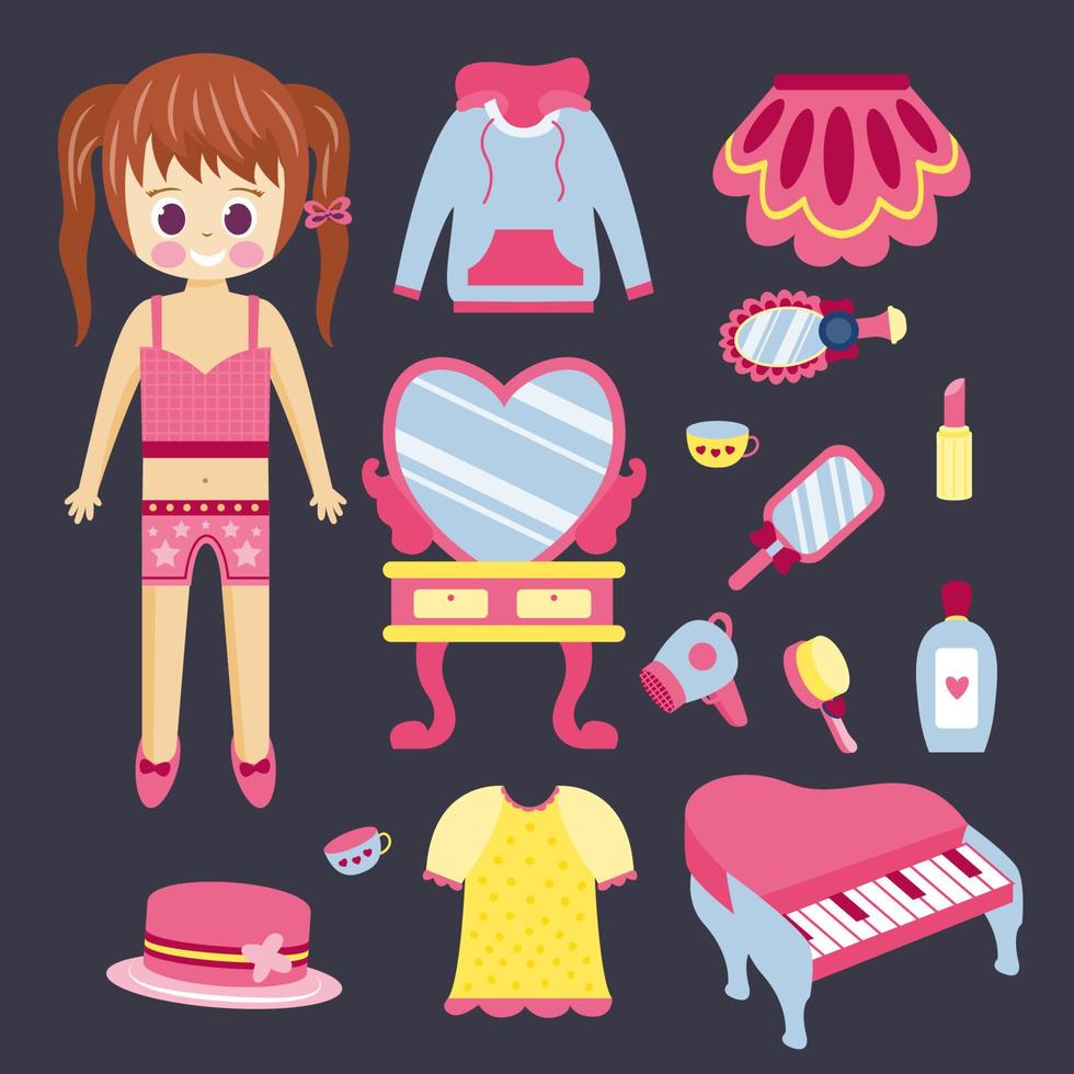 Dress Up Toys Costume Sticker Set vector