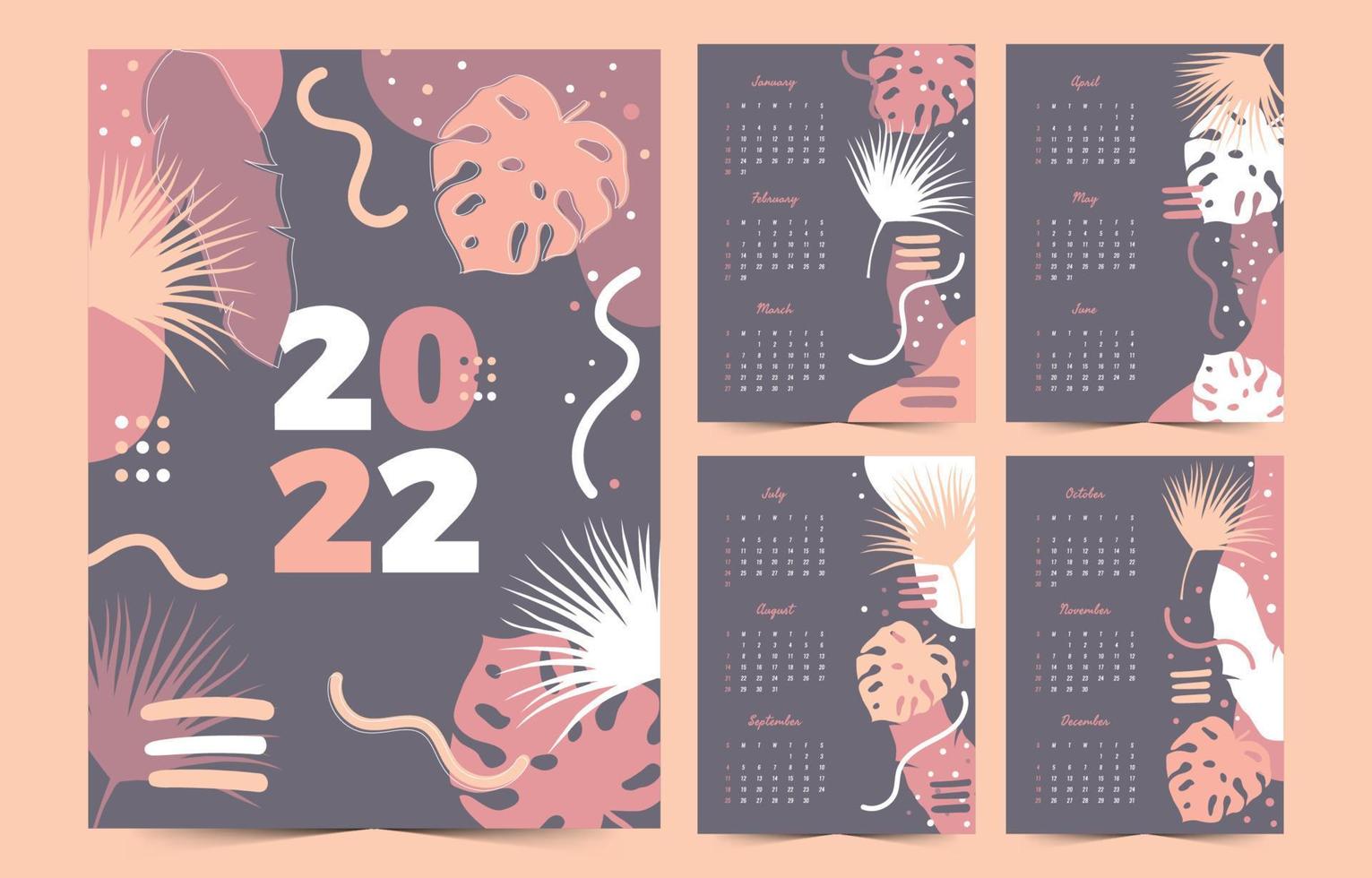 2022 plantilla de calendario abstracto vector