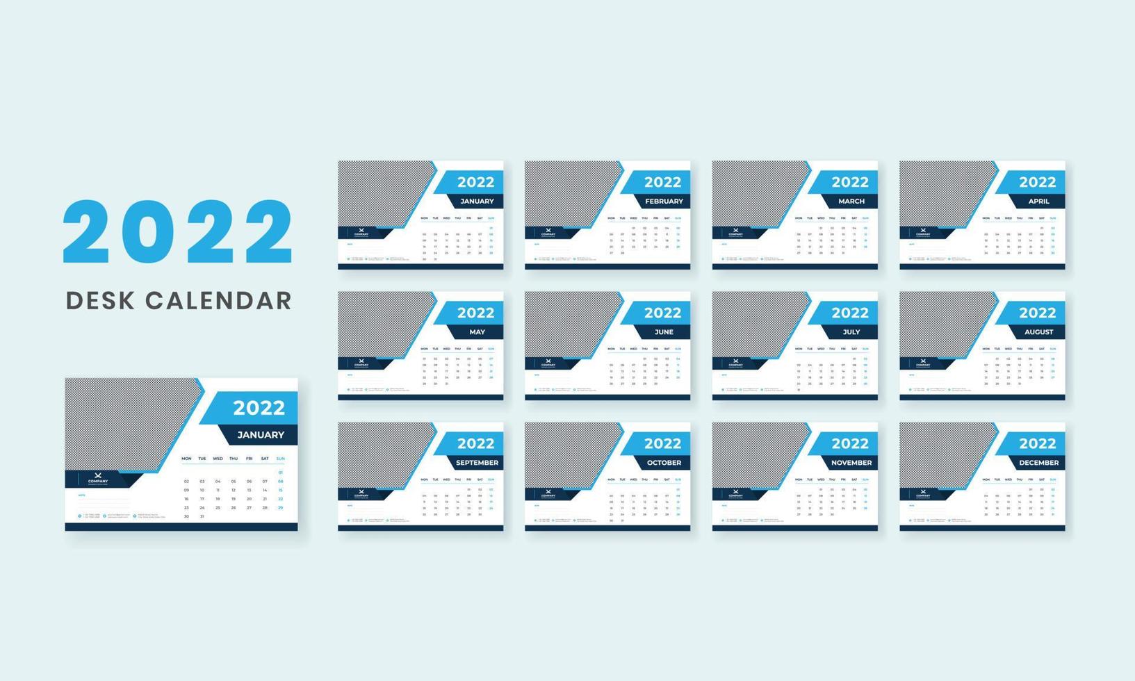 Desk Calendar 2022 Template Design vector