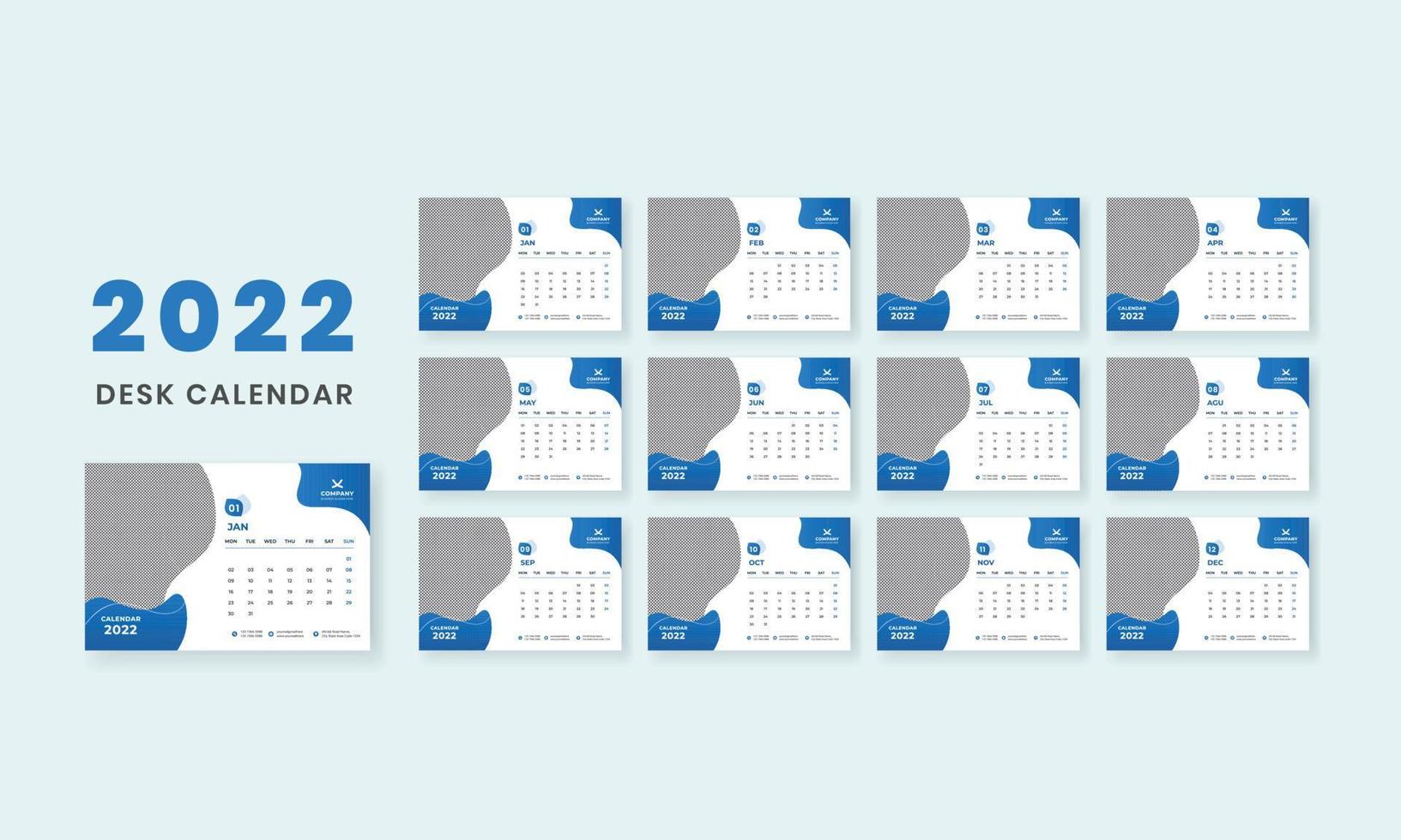 Desk Calendar 2022 Template Design vector