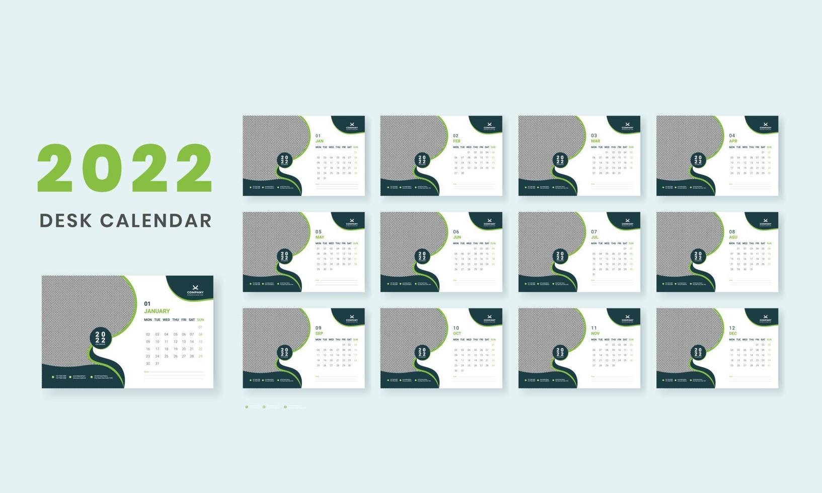 diseño de plantilla de calendario de escritorio 2022 vector