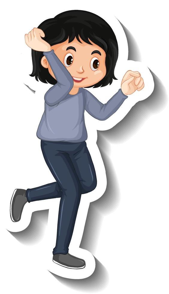 Girl throwing something cartoon character vector