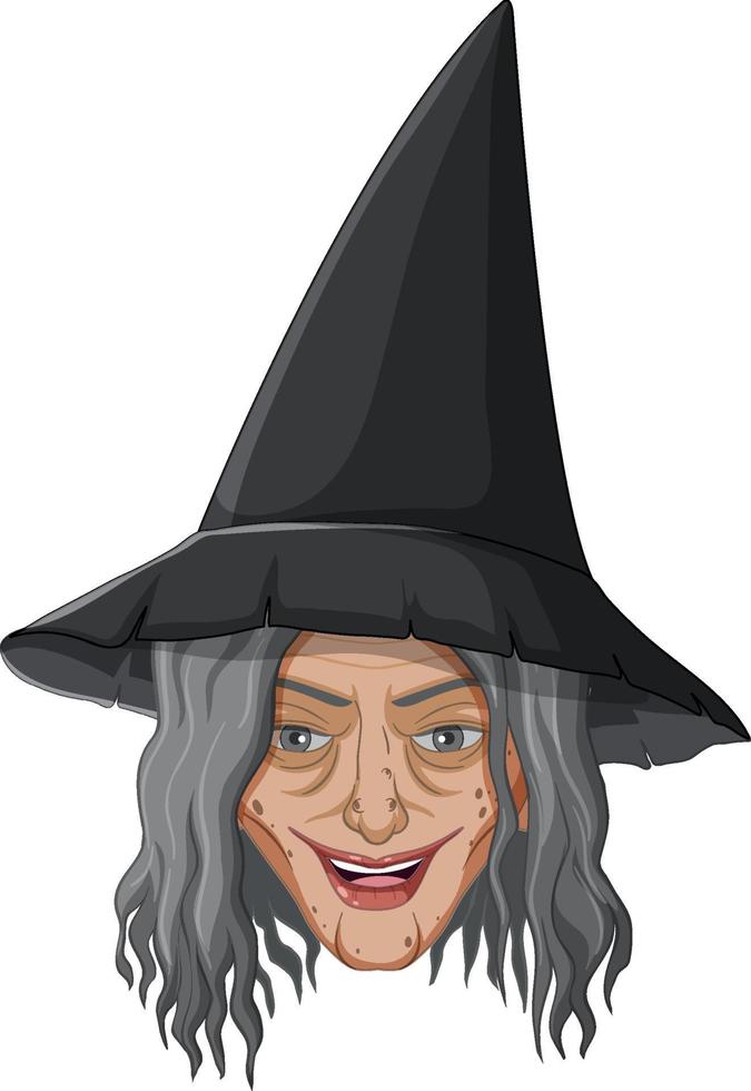 Wicked old witch face on white background vector