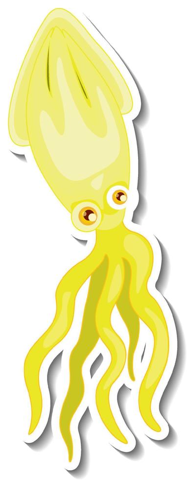 Squid sea animal cartoon sticker vector