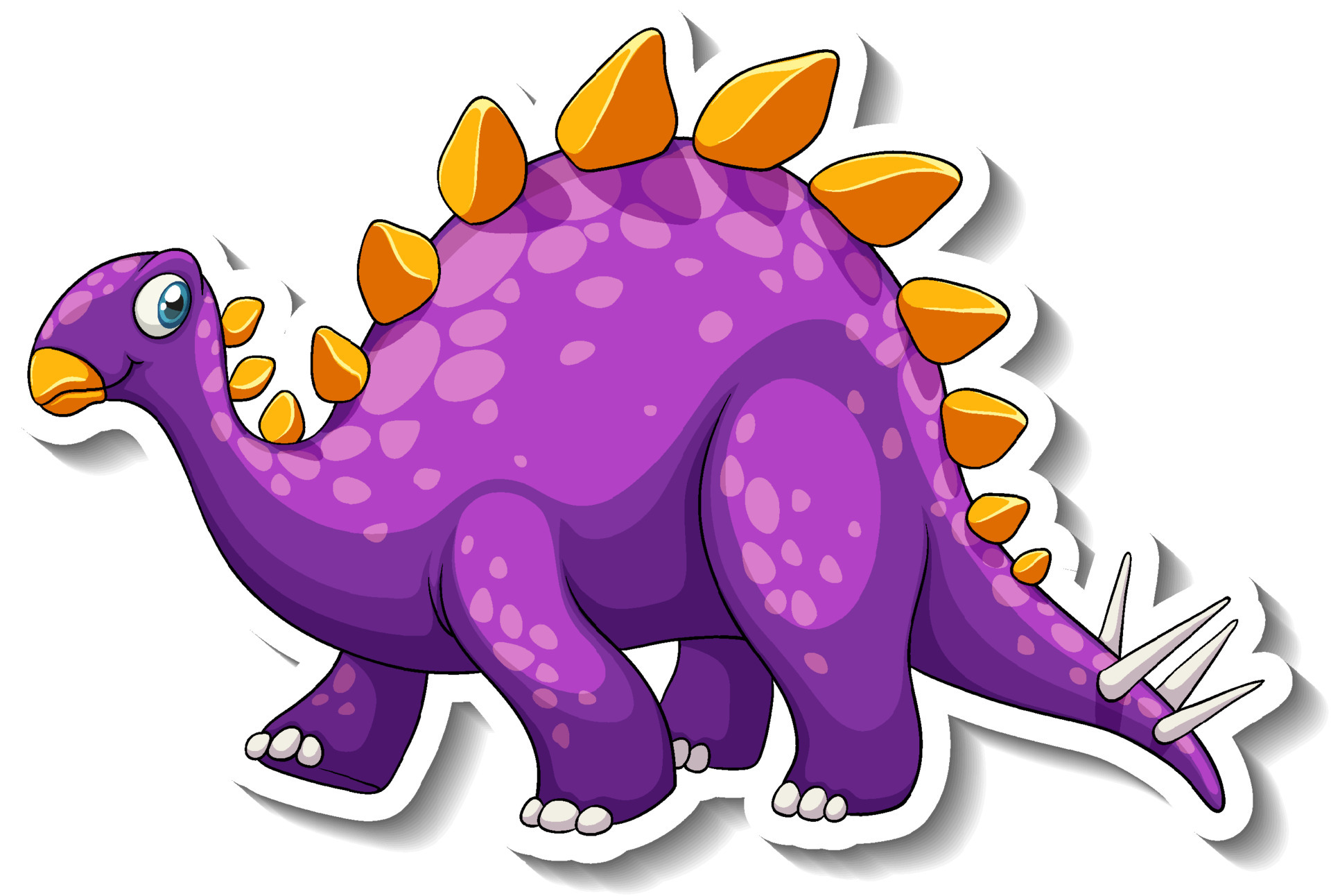 Stegosaurus dinosaur cartoon character sticker 3916717 Vector Art at  Vecteezy