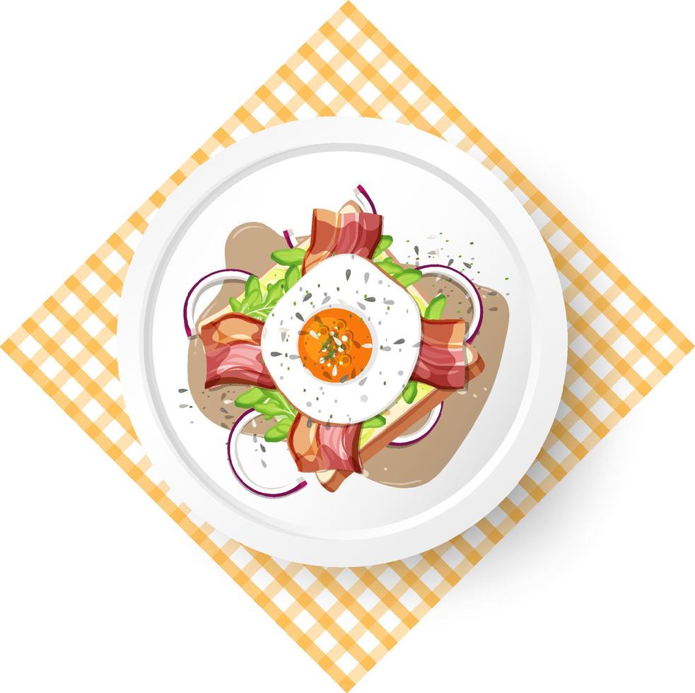 Healthy breakfast with egg bread toast vector