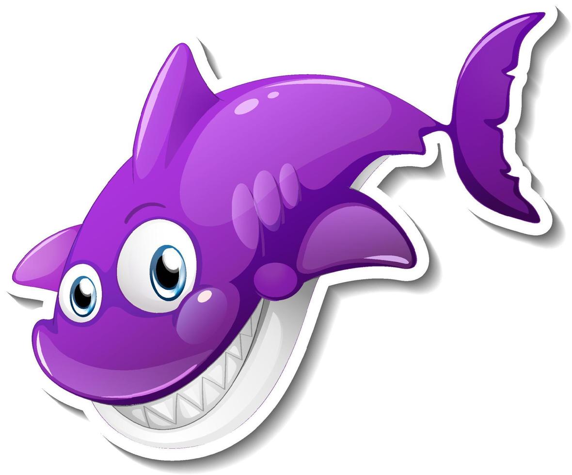 Smiling shark cartoon sticker vector