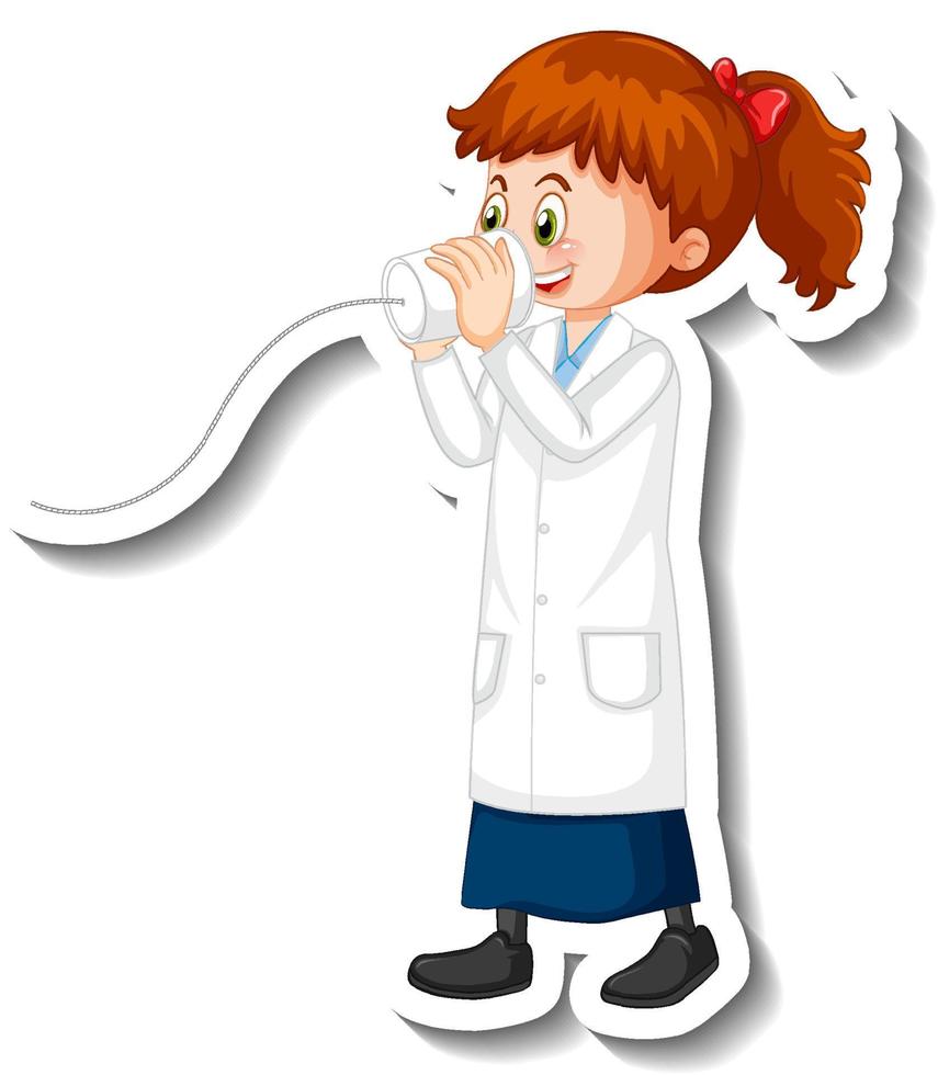 Scientist girl cartoon character with science experiment object vector